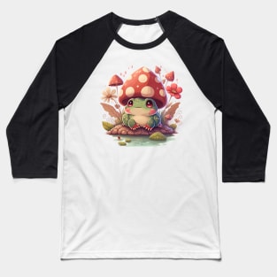 Cottagecore aesthetic frog on Mushroom Baseball T-Shirt